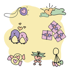 Set of Valentine's Day design elements. Vector.