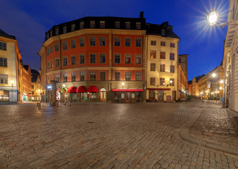 Fototapeta na wymiar Stockholm. Old street at night.