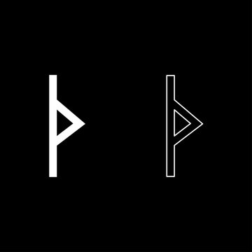 Thurisaz rune Tpurizas Tor Thorn icon set white color illustration flat style simple image