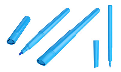 Color markers isolated on white background, 3D rendering