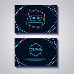 pair of business cards with lines and figures