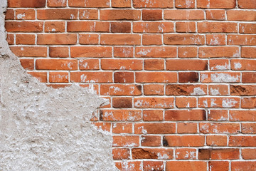 old red brick and shabby wall, old wall texture with