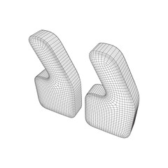 Quote comma sign abstract model line and composition digitally drawn. Wireframe low poly mesh vector illustration