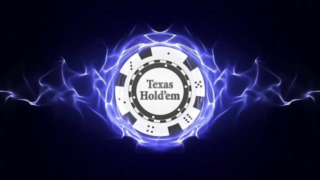 Texas Hold’em Text and Poker Chip in Particles Ring Animation, Rendering, Background, Loop, 4k
