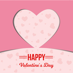 pink heart cut out of paper on a pink background with hearts for Valentine's Day