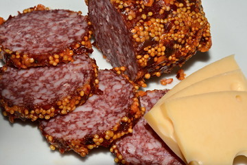 Smoked sausage and cheese.