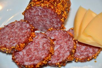 Smoked sausage and cheese.