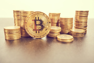golden bitcoin, conceptual image for crypto currency