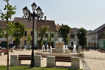Romania,artesian fountain in Bistrita,  October, 2016