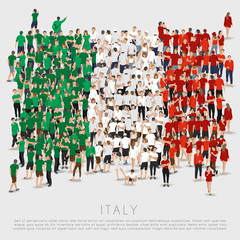 Obraz premium Crowd of people in shape of Italy flag : Vector Illustration