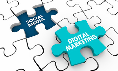 Fototapeta premium Digital Marketing Social Media Puzzle Piece Hole 3d Illustration