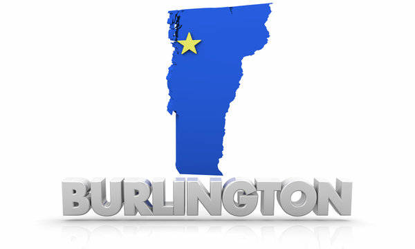 Burlington Vermont VT City State Map 3d Illustration