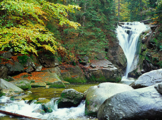 Szklarka waterfall (Wodospad Szklarki) near Szklarska Poreba, Karkonoski National Park, Karkonosze Mountains, Poland