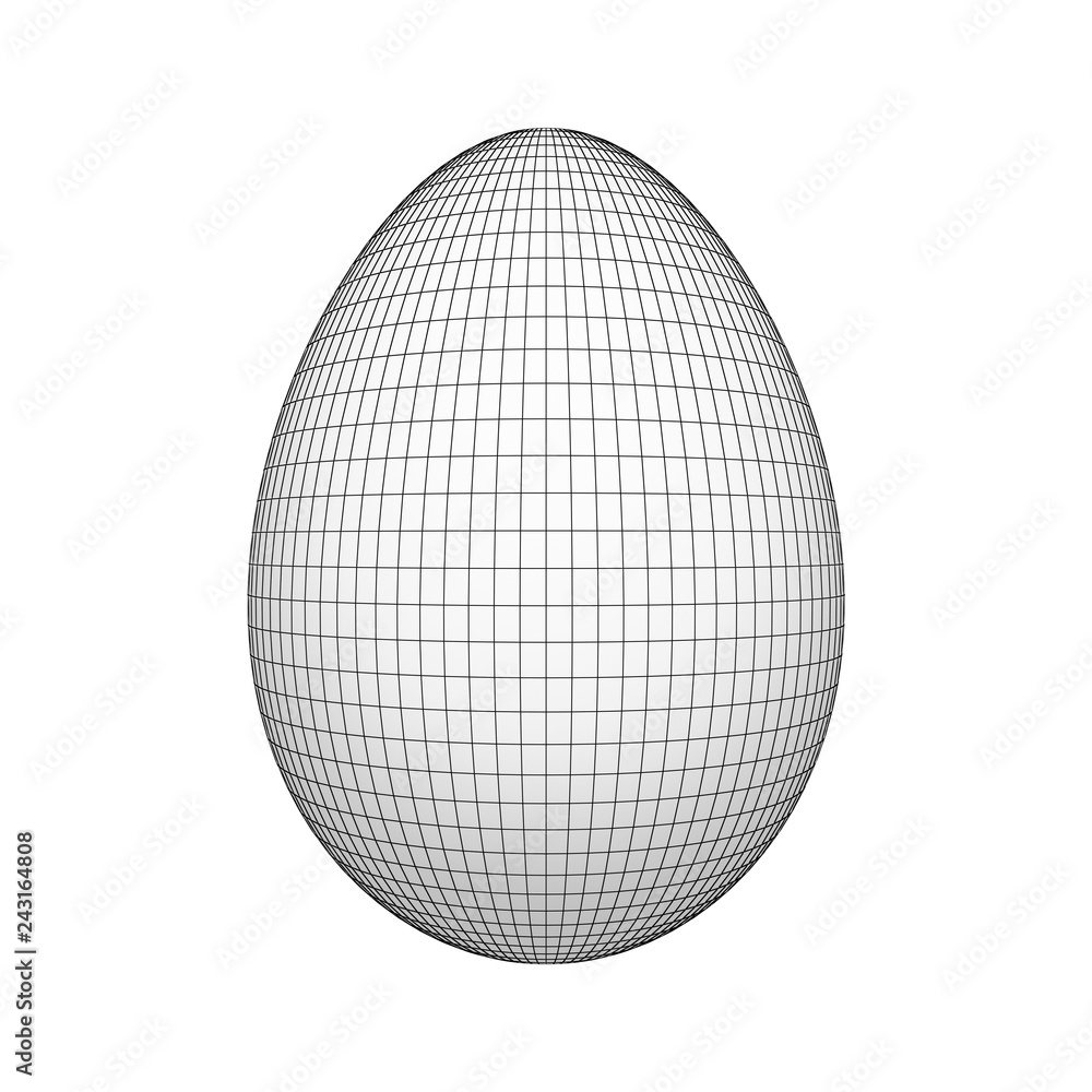 Poster wireframe easter egg, empty space with grid lines isolated on white background. mock up design. 3d a