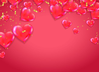 Valentine's Day background on red. Vector illustration. Cute love banner or greeting card