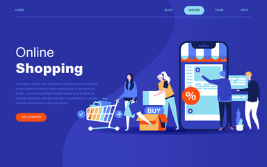 Modern flat design concept of Online Shopping for website and mobile website development. Landing page template. E-commerce market, shopping payment or customer support. Vector illustration.
