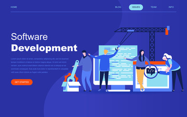 Modern flat design concept of Software Development for website and mobile website development. Landing page template. Developing programming and coding technologies. Vector illustration.