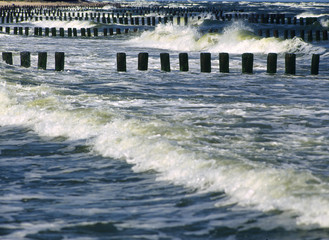 Breakwater in Niechorze, Baltic sea, Poland