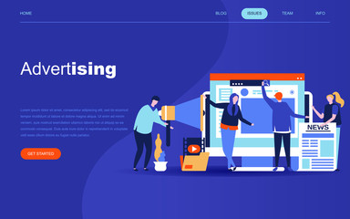 Modern flat design concept of Advertising and Promotion for website and mobile website development. Landing page template. Social media campaign, marketing research. Vector illustration.