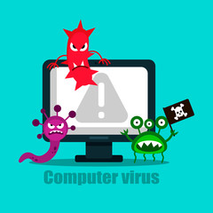 A virus that destroys a computer. Vector illustration