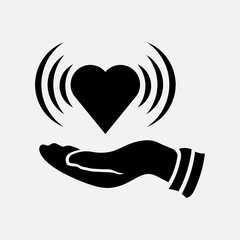 Icons with heart in hand