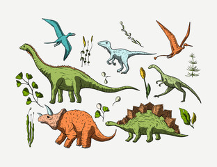 Prehistoric vector dino icon set.