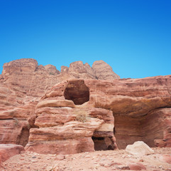 Ancient abandoned rock city of Petra in Jordan