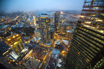 Obraz premium Seattle city skyline at dusk. Downtown Seattle cityscape
