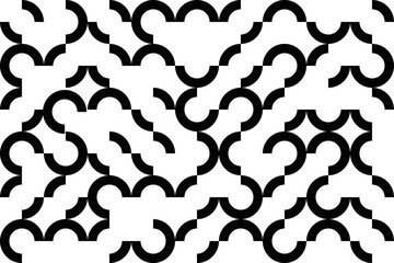 Seamless abstract background pattern made with quarter of circle strokes. Playful and modern vector art.