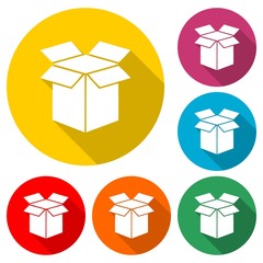 Open box icon or logo, color set  with long shadow