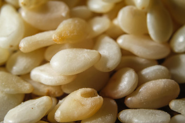 Sesame seeds background. Extreme macro photography.