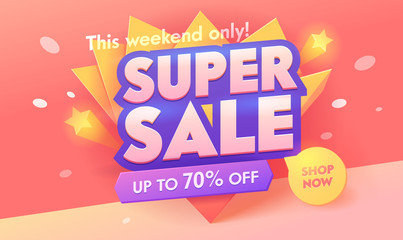 Super Sale Offer 3d Pink Banner