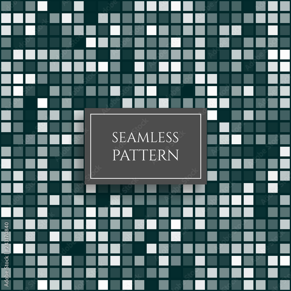 Poster abstract azure square pixel mosaic seamless pattern. vector background.