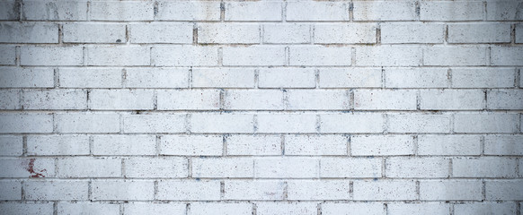 Panoramic white brick background