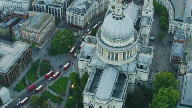 Aerial view St Pauls Cathedral at sunset London