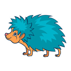 Hedgehog. Figure stylized cartoon style. Isolated background. Vector