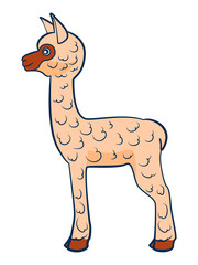 Lama. Figure stylized cartoon style. Isolated background. Vector