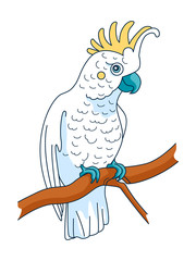 Parrot. Figure stylized cartoon style. Isolated background. Vector