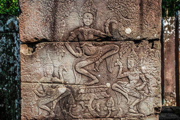 Dancer Carvings on the temple walls of Angkor Wat