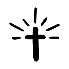 Vector illustration of Christian Logo. Emblem with concept of Cross with Religious community Life. Design element for poster, logo, badge, sign