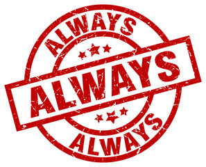 always round red grunge stamp