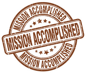 Obraz premium mission accomplished brown grunge round vintage rubber stamp