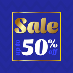 sale banner discount 50% Special offer, sale. blue background. vector illustration