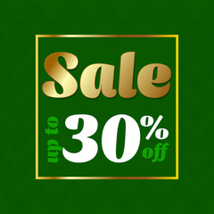 sale banner discount 30% Special offer, sale. green background. vector illustration