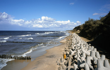 beach in Ustronie Morskie, Baltic sea, Poland