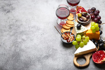 Selection of cheese and appetizers