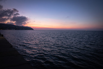 Obraz premium wonderful slovenian coastline in koper in colorful sunset wintertime