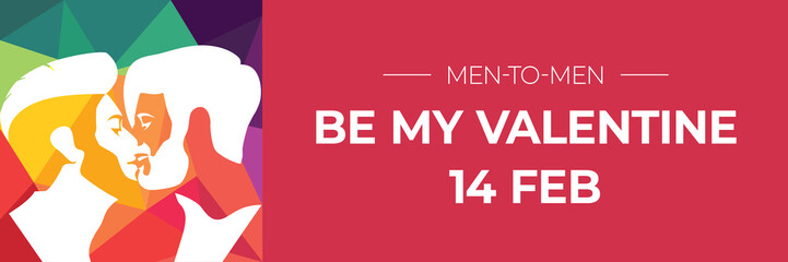 LGBT pride concept. Support for Gay Couples. Kiss Gay Couple. Love for Valentine's day. Banner, Flyer.