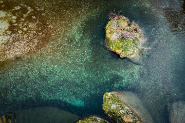 view from above on ponte del diavolo on natisone river, cividale de friuli, italy