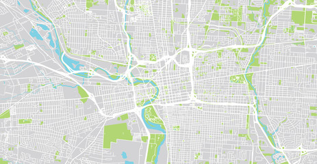 Urban vector city map of Colombus, Ohio, United States of America